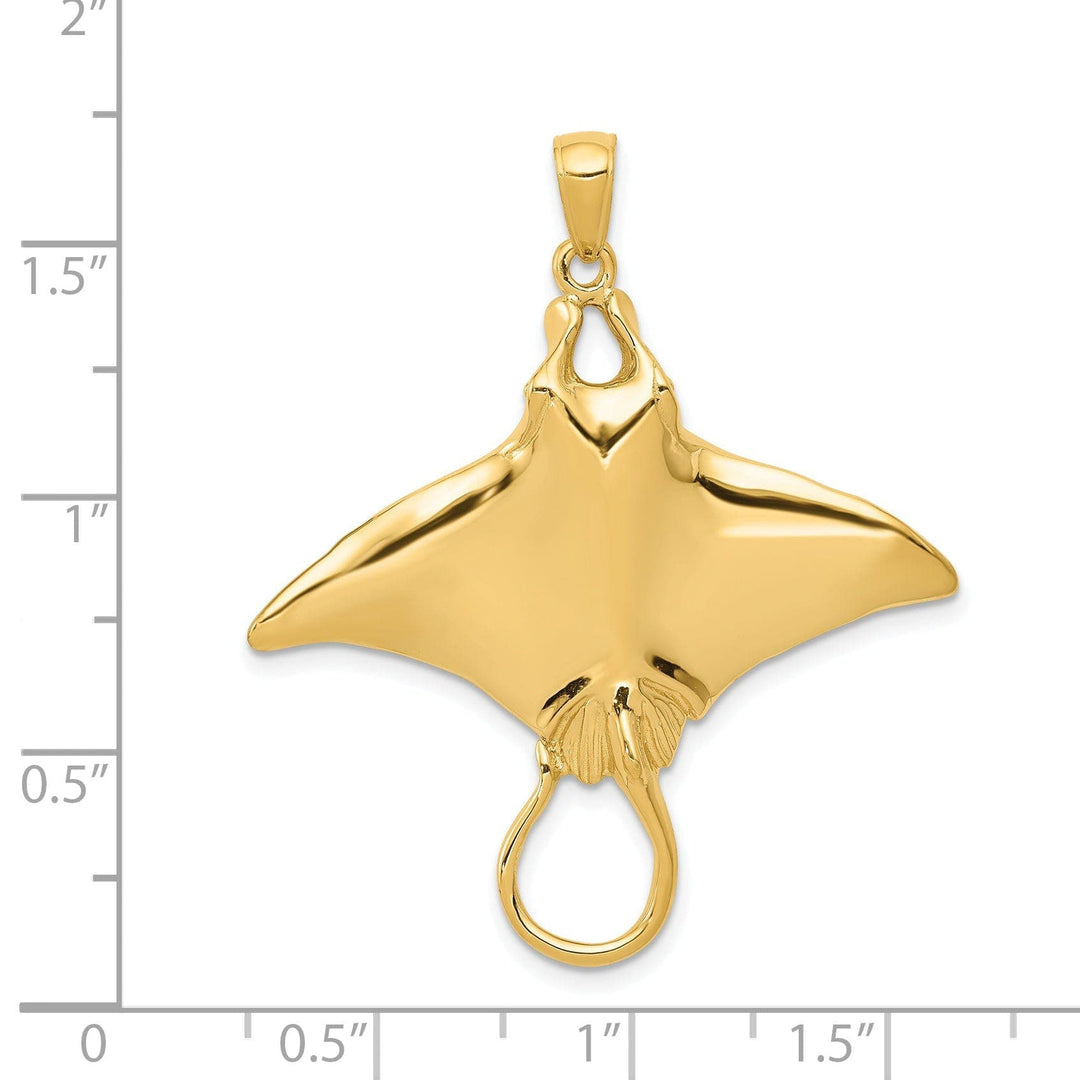 Lovely Rita's Pendants & Charms 14k Yellow Gold Casted Solid Polished Finish Men's Manta Ray Charm Pendant