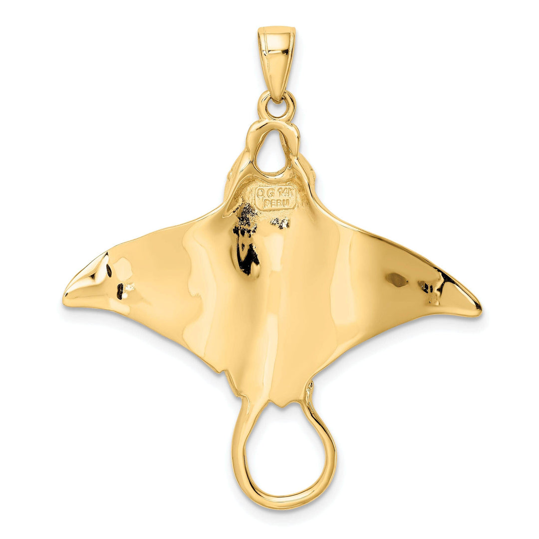 Lovely Rita's Pendants & Charms 14k Yellow Gold Casted Solid Polished Finish Men's Manta Ray Charm Pendant