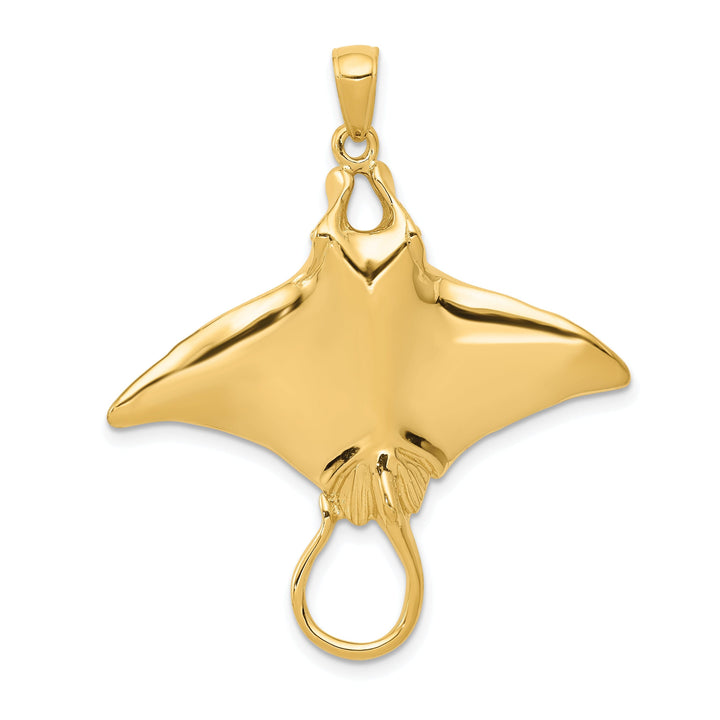 Lovely Rita's Pendants & Charms 14k Yellow Gold Casted Solid Polished Finish Men's Manta Ray Charm Pendant