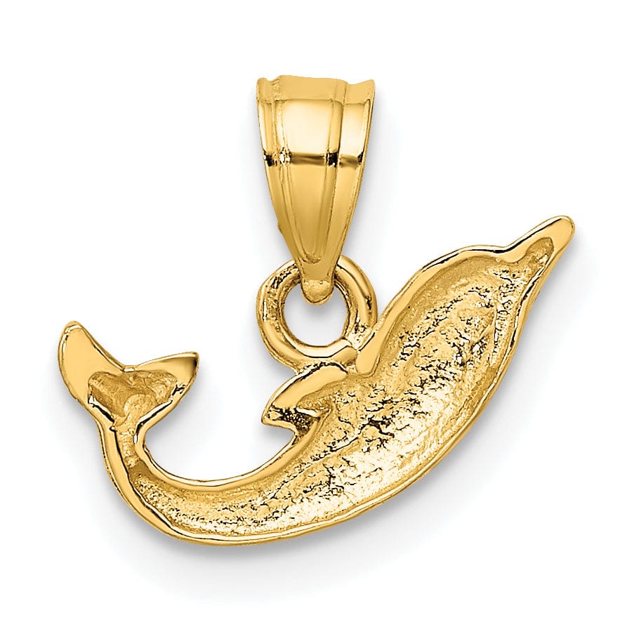 Lovely Rita's Pendants & Charms 14k Yellow Gold Casted Solid Polished Finish Mini Dolphin Charm Pendant