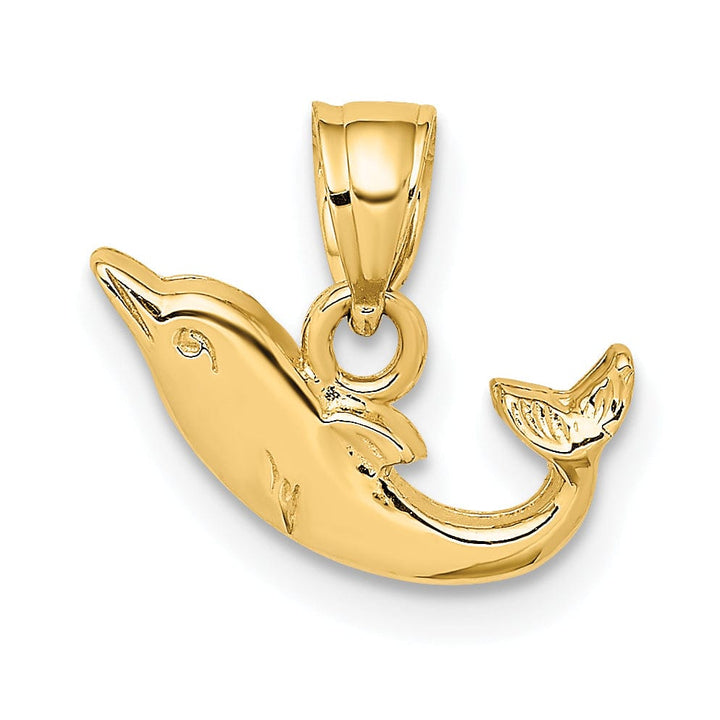 Lovely Rita's Pendants & Charms 14k Yellow Gold Casted Solid Polished Finish Mini Dolphin Charm Pendant