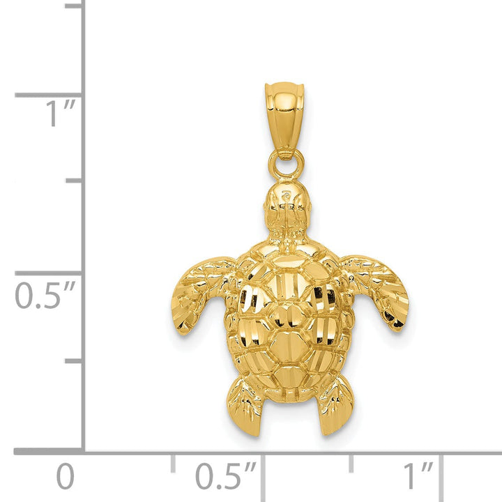 Lovely Rita's Pendants & Charms 14k Yellow Gold Casted Solid Polished Finish Sea Turtle Charm Pendant