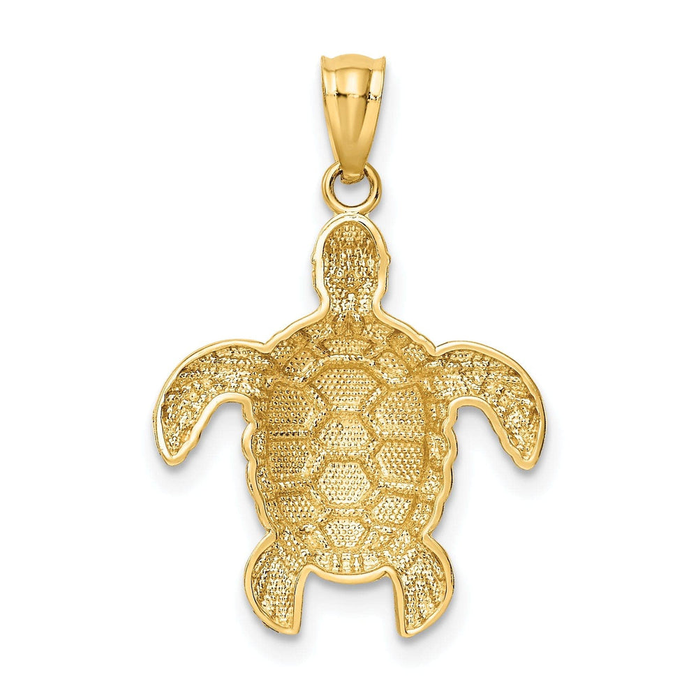 Lovely Rita's Pendants & Charms 14k Yellow Gold Casted Solid Polished Finish Sea Turtle Charm Pendant