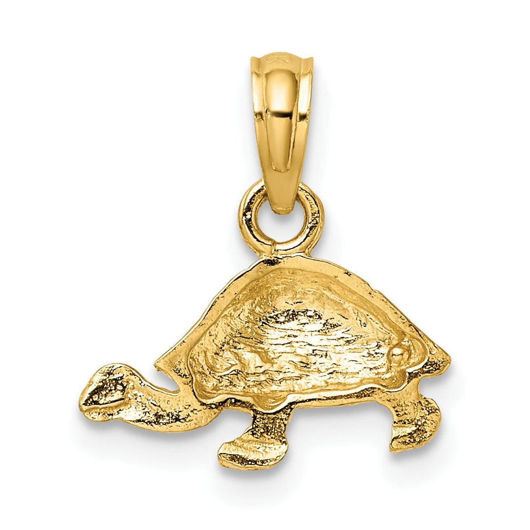 Lovely Rita's Pendants & Charms 14k Yellow Gold Casted Solid Textured and Polished Finish Engraved Mini Turtle Charm Pendant
