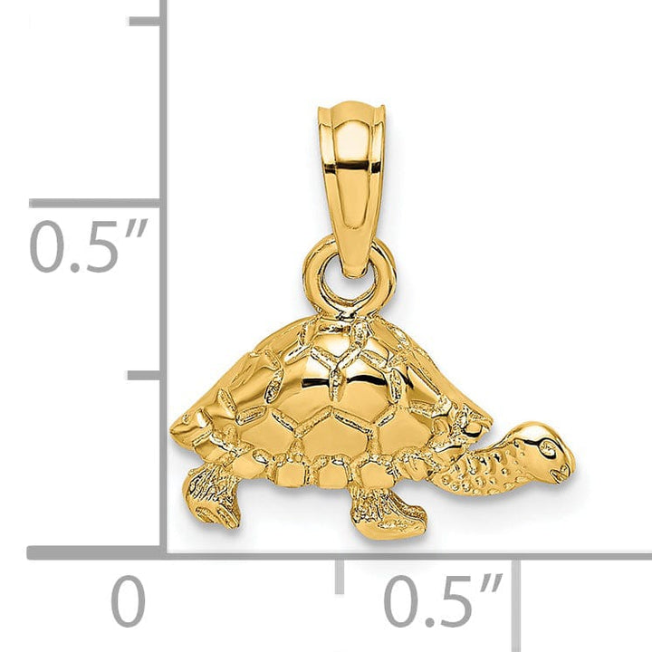 Lovely Rita's Pendants & Charms 14k Yellow Gold Casted Solid Textured and Polished Finish Engraved Mini Turtle Charm Pendant