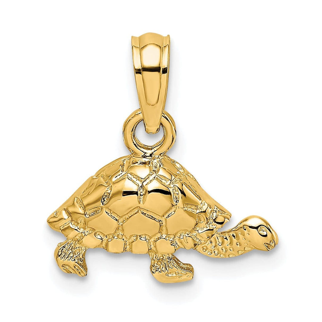 Lovely Rita's Pendants & Charms 14k Yellow Gold Casted Solid Textured and Polished Finish Engraved Mini Turtle Charm Pendant