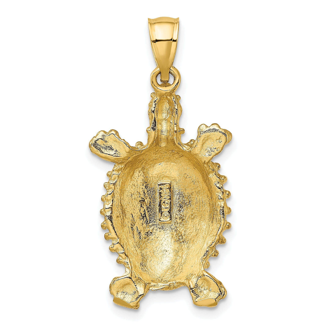 Lovely Rita's Pendants & Charms 14k Yellow Gold Casted Solid Textured and Polished Finish Land Turtle Charm Pendant