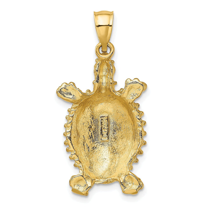 Lovely Rita's Pendants & Charms 14k Yellow Gold Casted Solid Textured and Polished Finish Land Turtle Charm Pendant