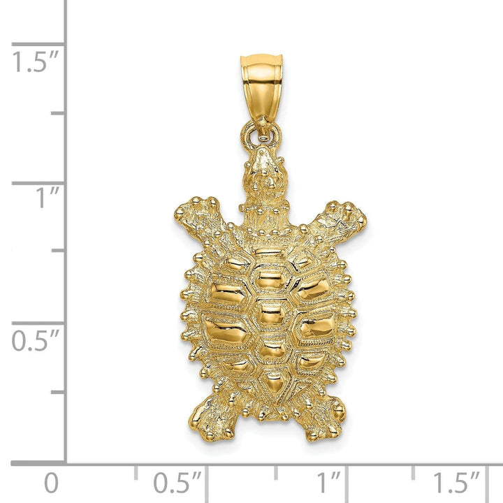 Lovely Rita's Pendants & Charms 14k Yellow Gold Casted Solid Textured and Polished Finish Land Turtle Charm Pendant
