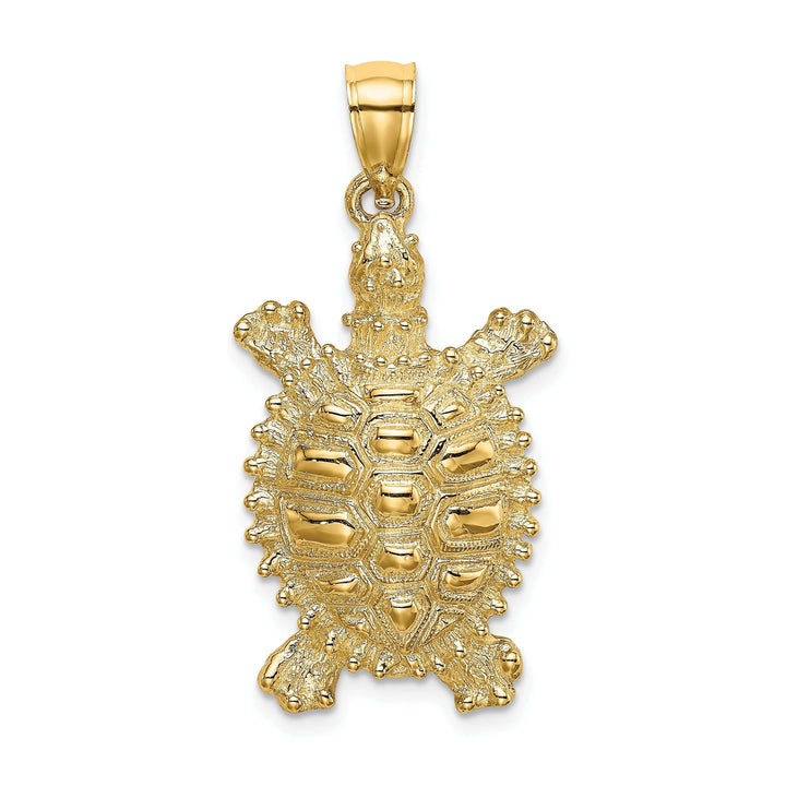 Lovely Rita's Pendants & Charms 14k Yellow Gold Casted Solid Textured and Polished Finish Land Turtle Charm Pendant