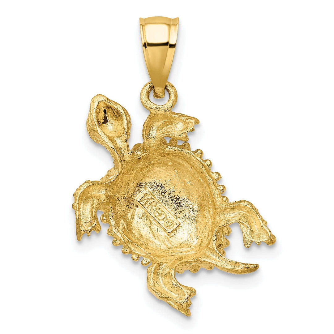 Lovely Rita's Pendants & Charms 14k Yellow Gold Casted Solid Textured and Polished Finish Sea Turtle with Tail Charm Pendant