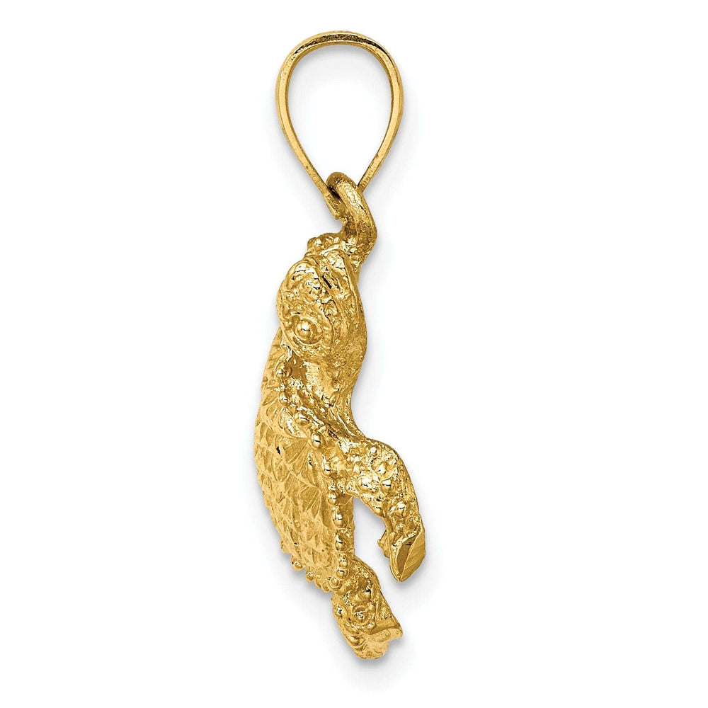 Lovely Rita's Pendants & Charms 14k Yellow Gold Casted Solid Textured and Polished Finish Sea Turtle with Tail Charm Pendant