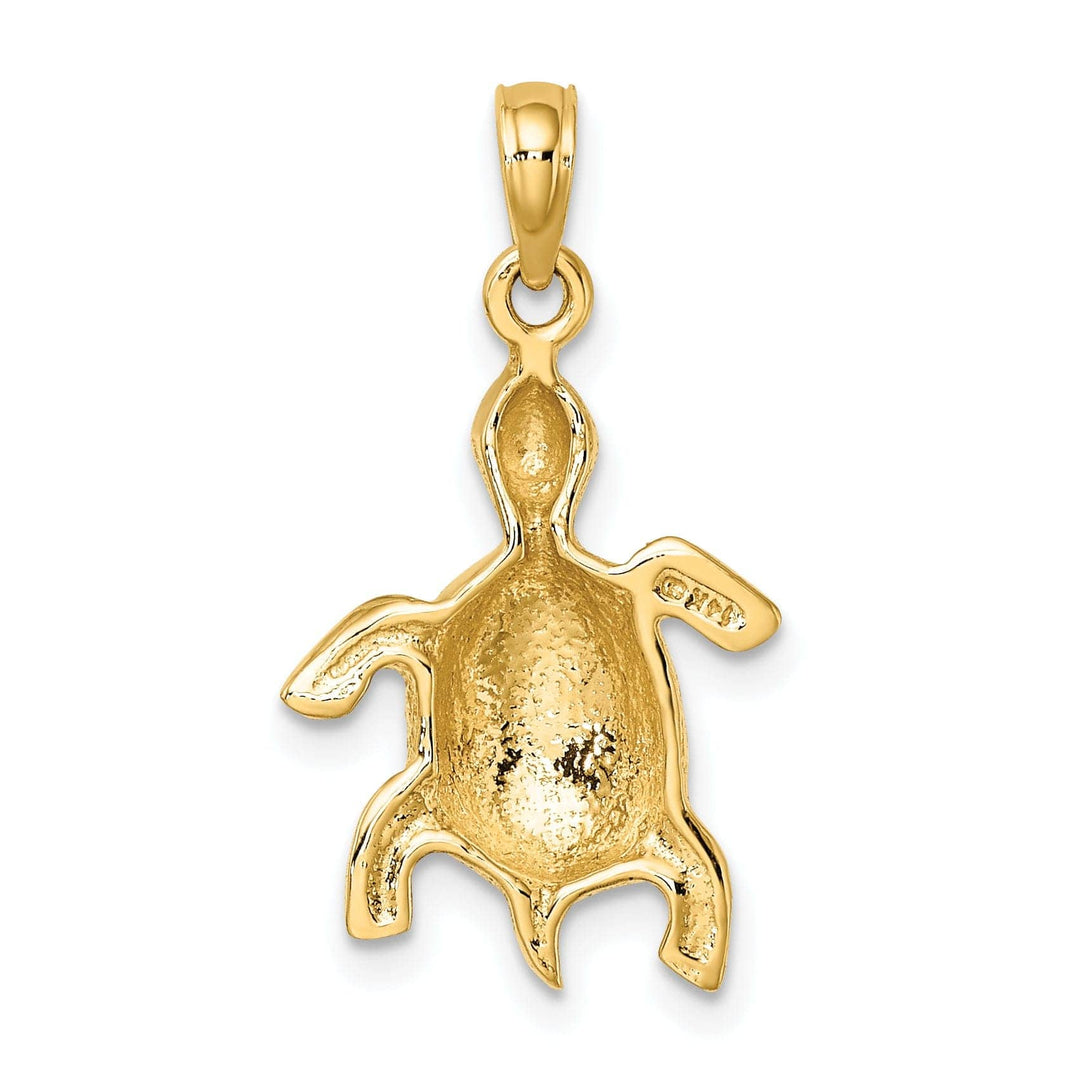 Lovely Rita's Pendants & Charms 14k Yellow Gold Casted Solid Textured and Polished Finish Turtle with Textured Shell Charm Pendant