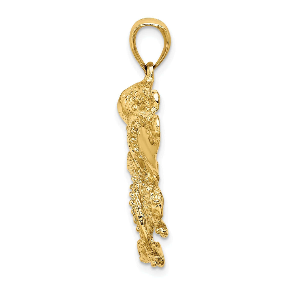 Lovely Rita's Pendants & Charms 14K Yellow Gold Casted Solid Textured Polished Finish Octopus Charm Pendant