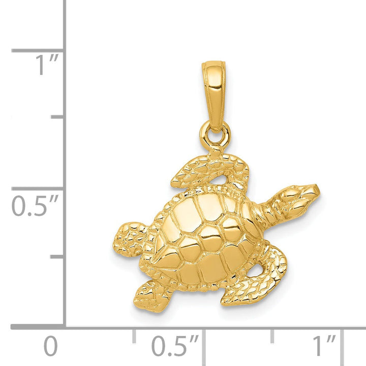 Lovely Rita's Pendants & Charms 14k Yellow Gold Casted Textured and Polished Finish Solid Men's Sea Turtle Charm Pendant