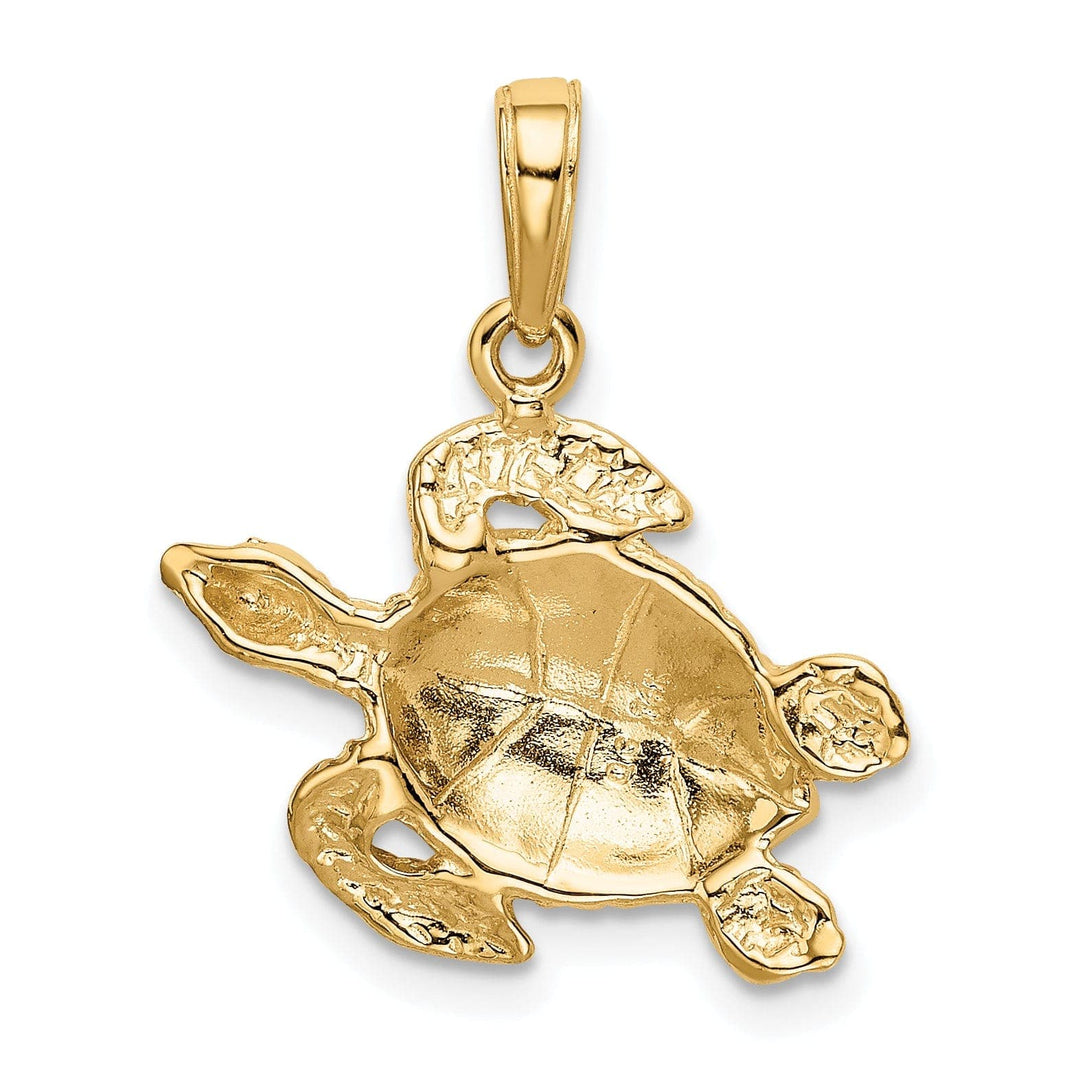 Lovely Rita's Pendants & Charms 14k Yellow Gold Casted Textured and Polished Finish Solid Men's Sea Turtle Charm Pendant