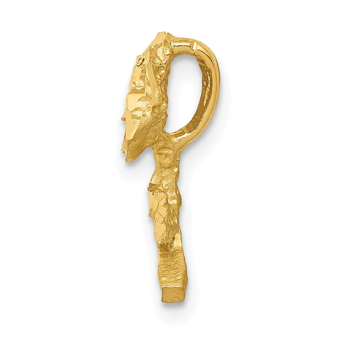 Lovely Rita's Pendants & Charms 14k Yellow Gold Casted Textured Back Solid Polished Brushed Finish Diamond-cut Rose Chain Slide. Will Not Fit Omega.