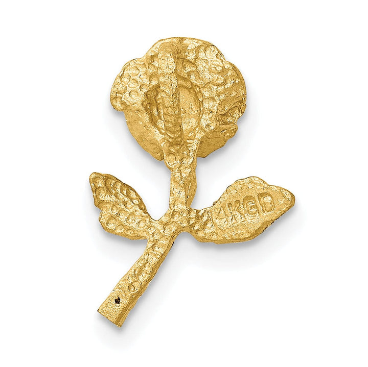 Lovely Rita's Pendants & Charms 14k Yellow Gold Casted Textured Back Solid Polished Brushed Finish Diamond-cut Rose Chain Slide. Will Not Fit Omega.