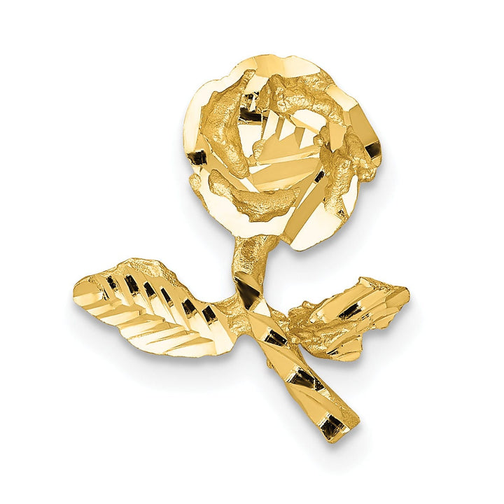 Lovely Rita's Pendants & Charms 14k Yellow Gold Casted Textured Back Solid Polished Brushed Finish Diamond-cut Rose Chain Slide. Will Not Fit Omega.