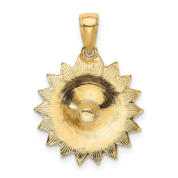 Lovely Rita's Pendants & Charms 14k Yellow Gold Casted Textured Back Solid Polished Finish Enameled White Daisy Flower Charm Pendant