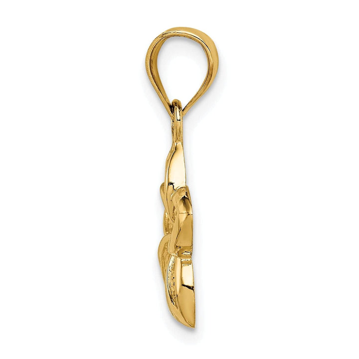 Lovely Rita's Pendants & Charms 14k Yellow Gold Casted Textured Back Solid Polished Finish Small Cut-out Plumeria Charm Pendant