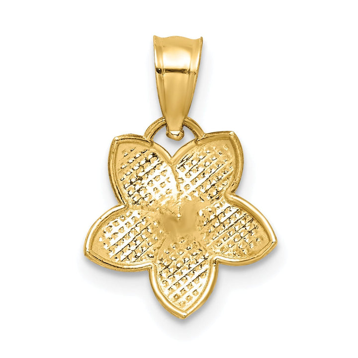 Lovely Rita's Pendants & Charms 14k Yellow Gold Casted Textured Polished Finish Plumeria Charm Pendant