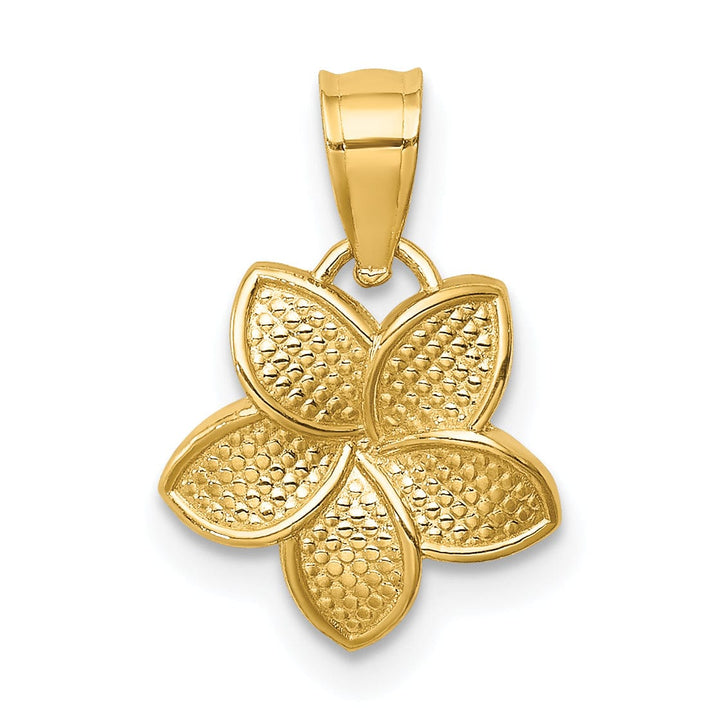Lovely Rita's Pendants & Charms 14k Yellow Gold Casted Textured Polished Finish Plumeria Charm Pendant