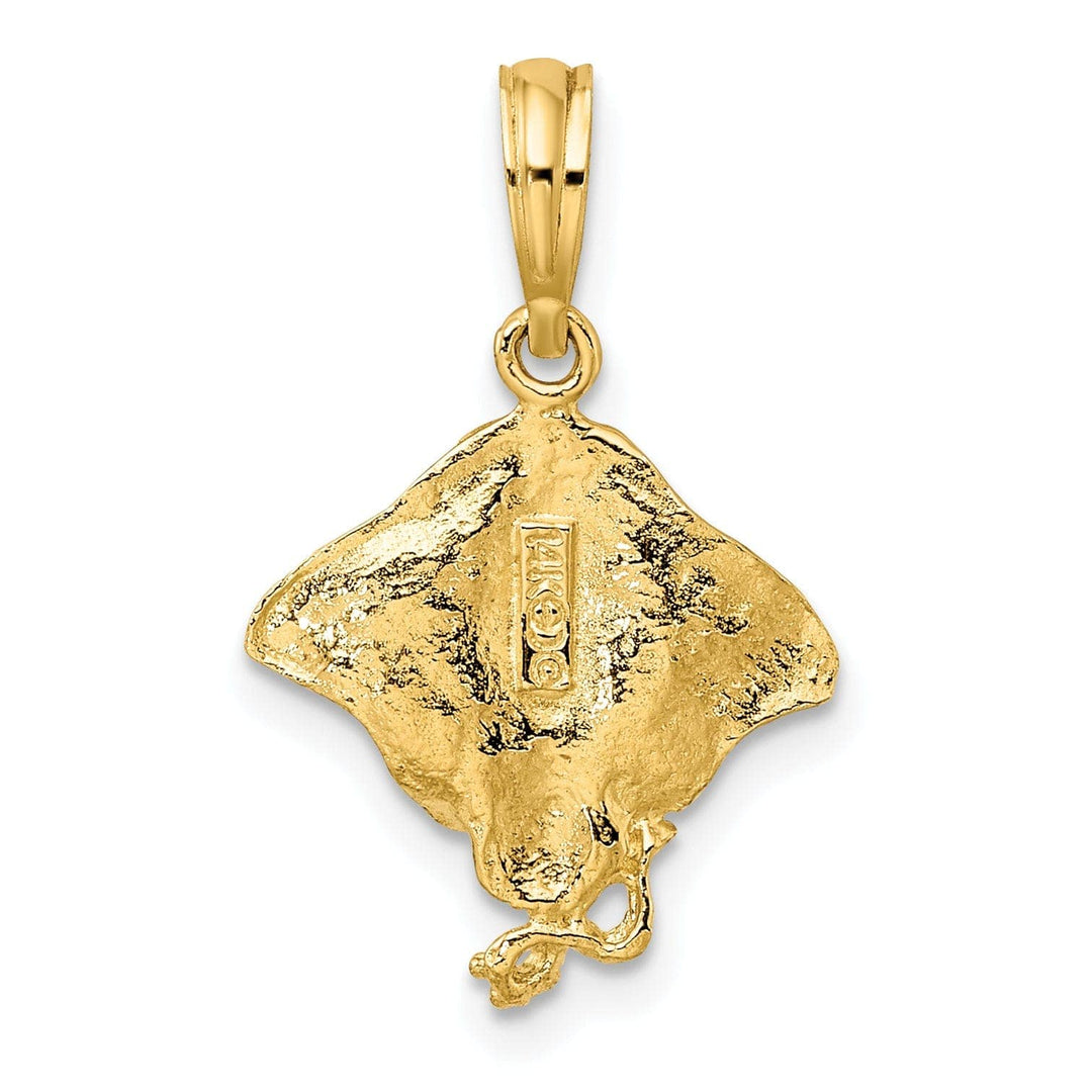 Lovely Rita's Pendants & Charms 14K Yellow Gold Casted Textured Polished Finish Solid Stingray Charm Pendant