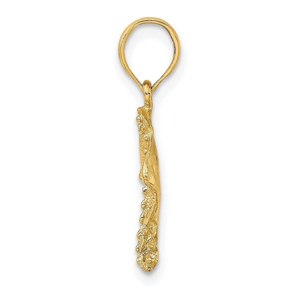 Lovely Rita's Pendants & Charms 14K Yellow Gold Casted Textured Polished Finish Solid Stingray Charm Pendant