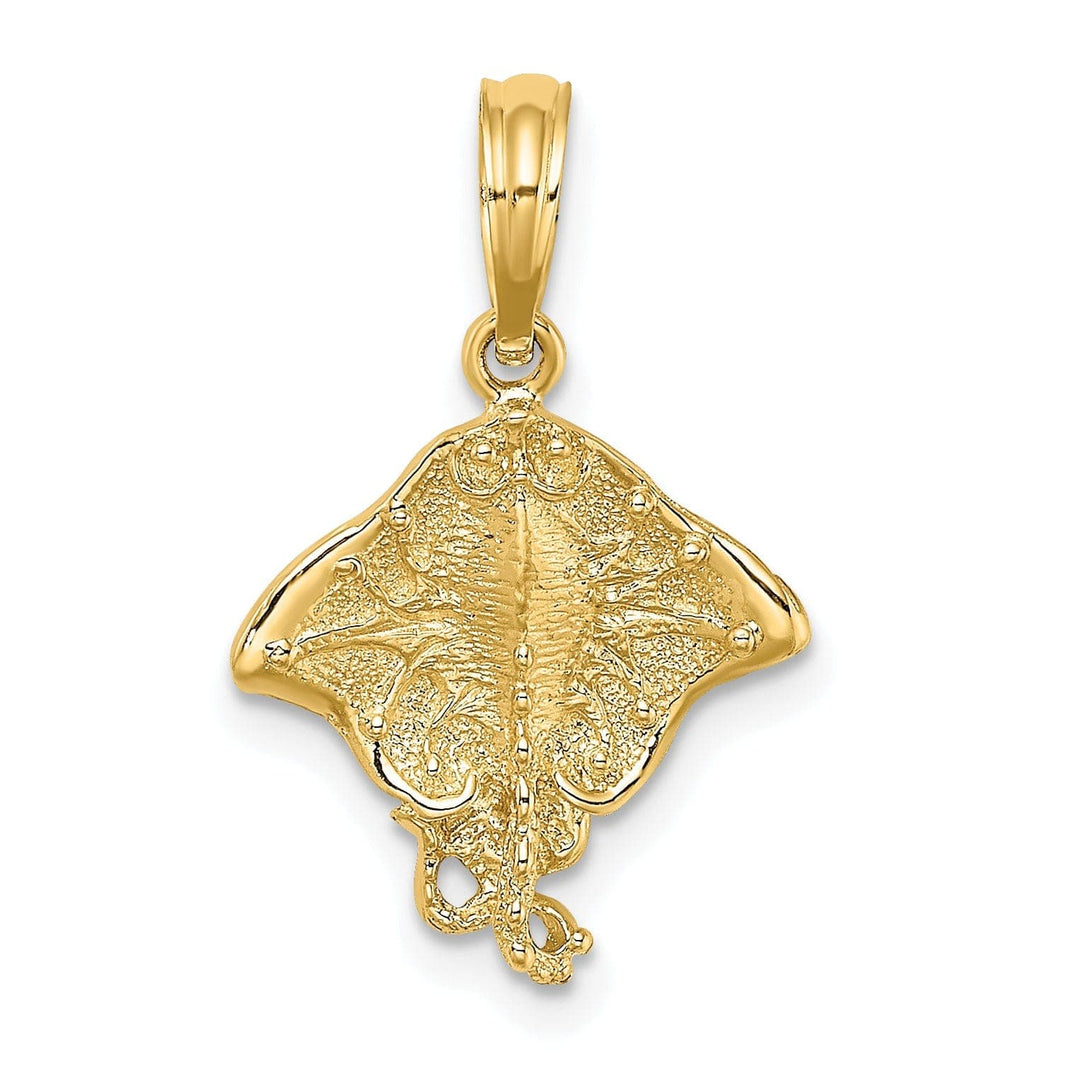 Lovely Rita's Pendants & Charms 14K Yellow Gold Casted Textured Polished Finish Solid Stingray Charm Pendant