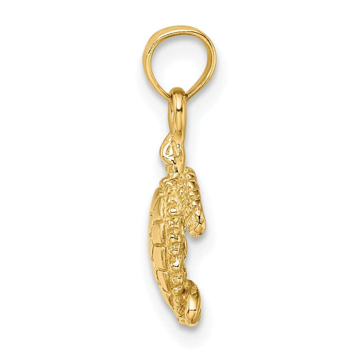 Lovely Rita's Pendants & Charms 14k Yellow Gold Casted Textured Solid Polished Finish 3D Mini Sea Turtle Charm Pendant