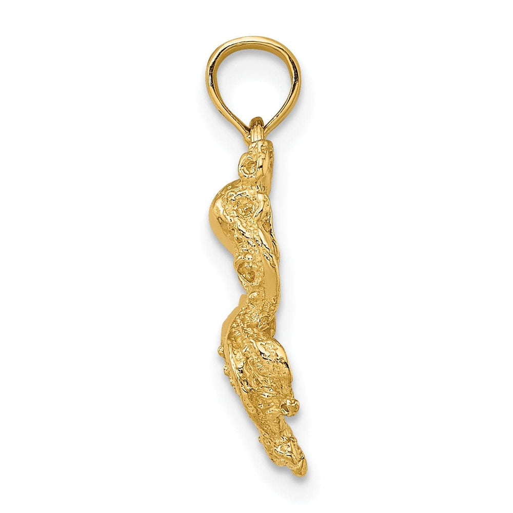 Lovely Rita's Pendants & Charms 14K Yellow Gold Casted Textured Solid Polished Finish Textured Octopus Charm Pendant