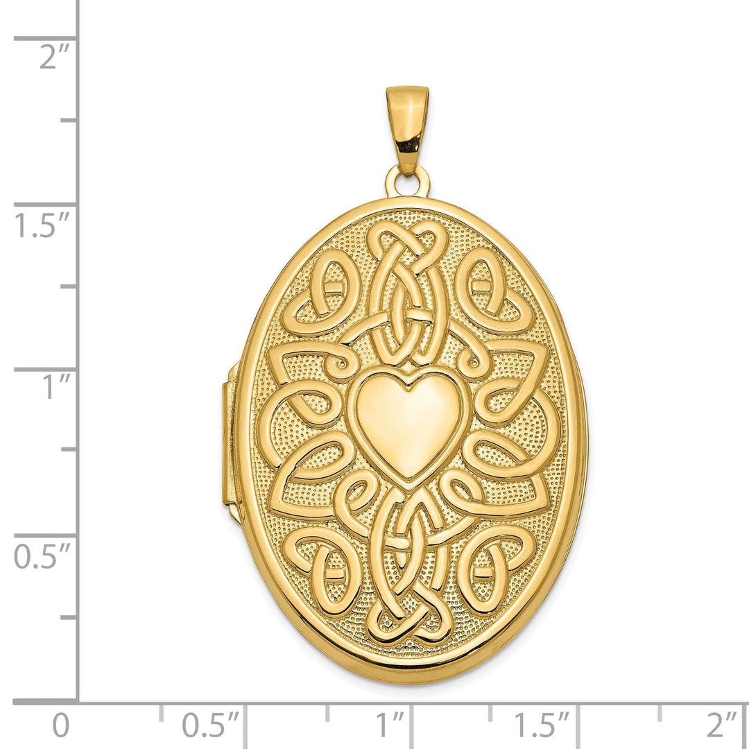 Lovely Rita's Pendants & Charms 14k Yellow Gold Celtic Heart Oval Locket Pendant