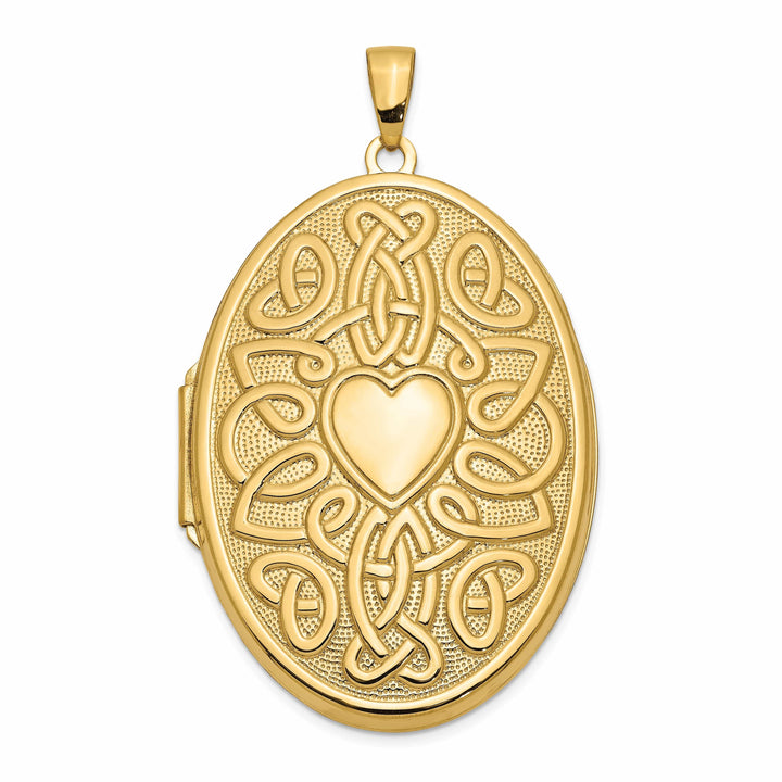Lovely Rita's Pendants & Charms 14k Yellow Gold Celtic Heart Oval Locket Pendant