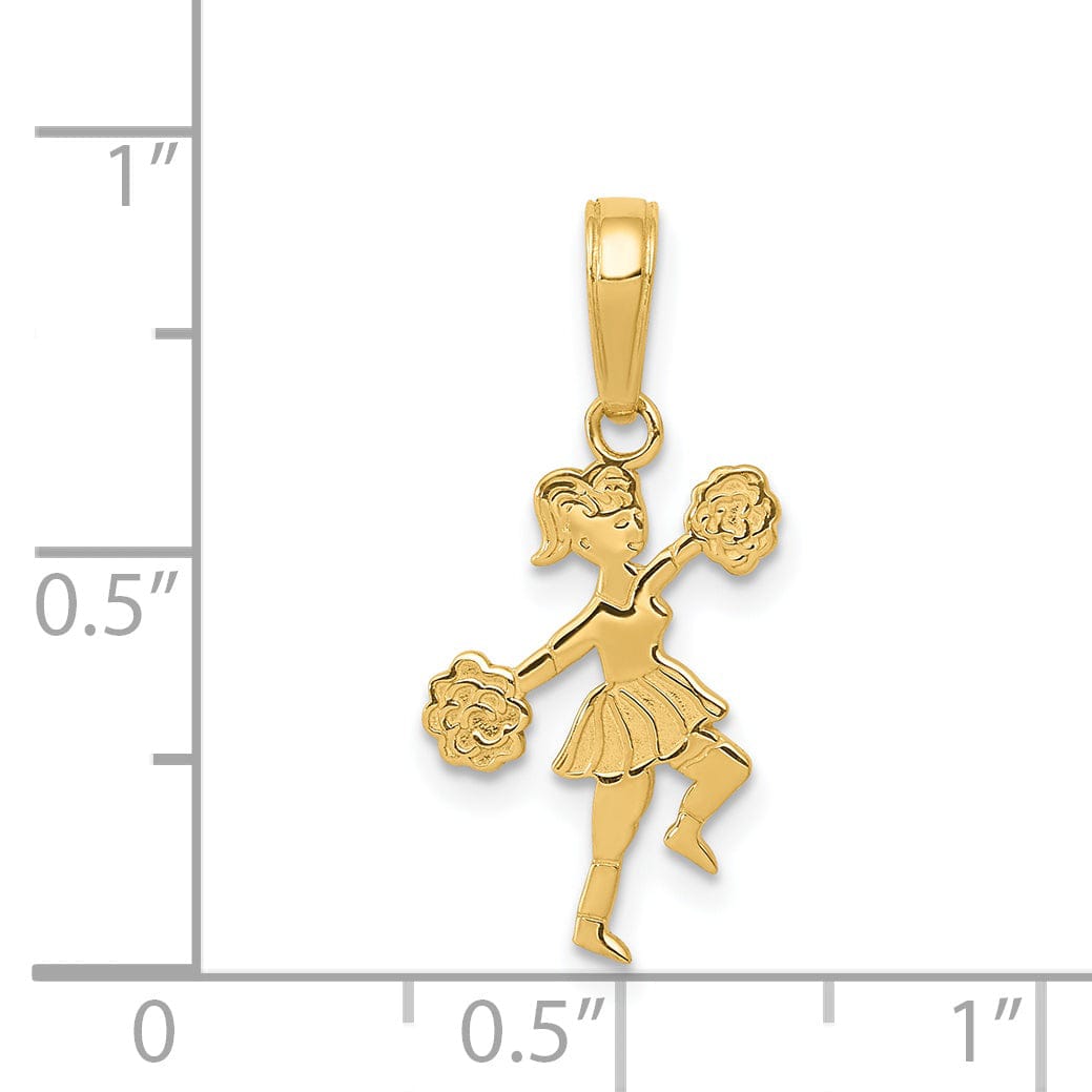 Lovely Rita's Pendants & Charms 14k Yellow Gold Cheerleader with Pom Poms Charm