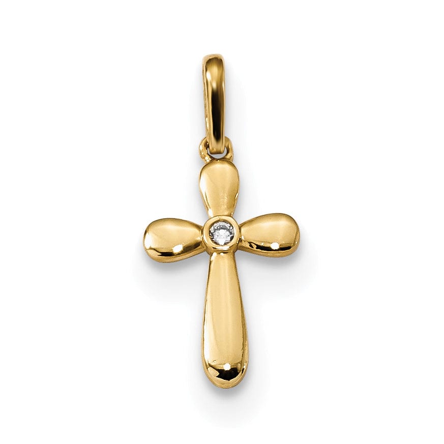 Lovely Rita's Pendants & Charms 14k Yellow Gold Childrens C.Z Cross Pendant