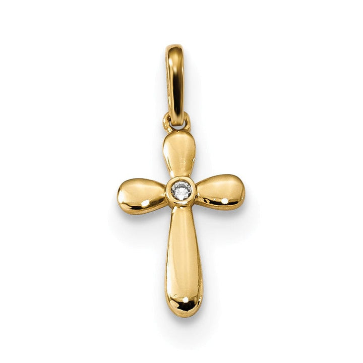 Lovely Rita's Pendants & Charms 14k Yellow Gold Childrens C.Z Cross Pendant