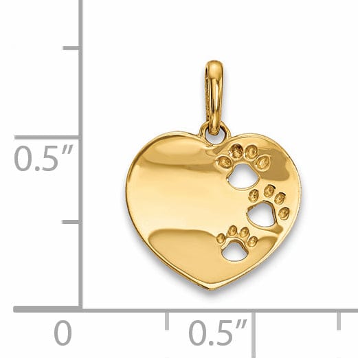 Lovely Rita's Pendants & Charms 14k Yellow Gold Childrens Heart Pawprints Charm
