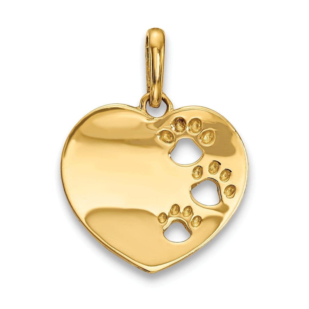 Lovely Rita's Pendants & Charms 14k Yellow Gold Childrens Heart Pawprints Charm