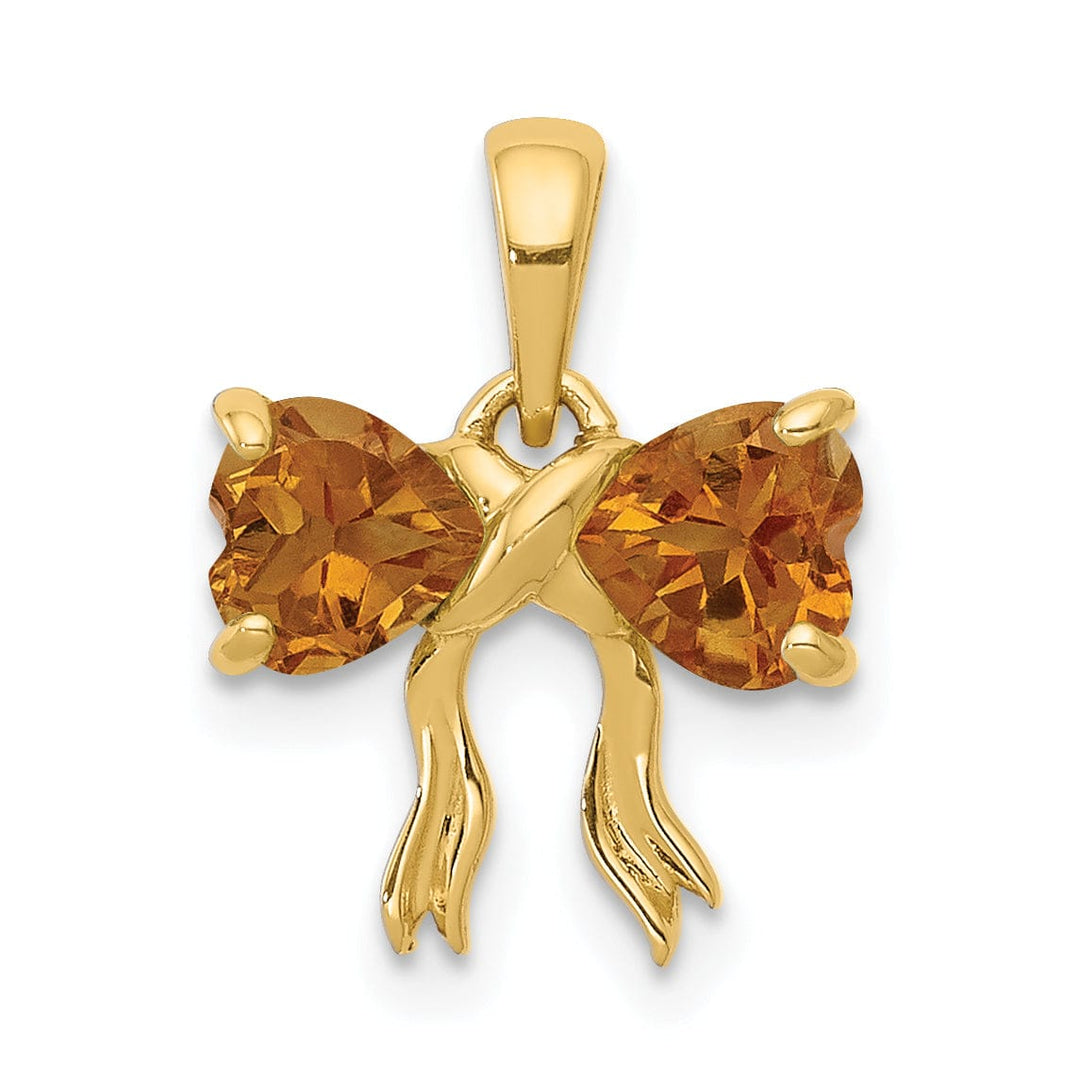 Lovely Rita's Pendants & Charms 14k Yellow Gold Citrine Birthstone Bow Pendant