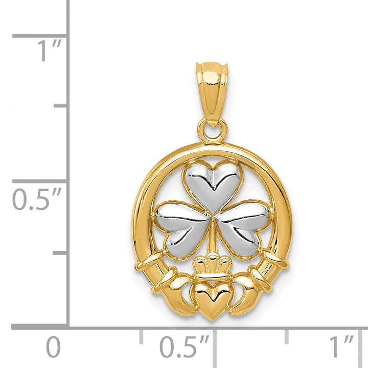 Lovely Rita's Pendants & Charms 14k Yellow Gold Claddagh Shamrock Pendant
