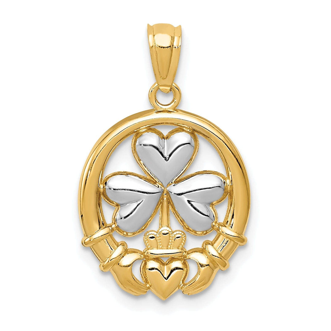 Lovely Rita's Pendants & Charms 14k Yellow Gold Claddagh Shamrock Pendant