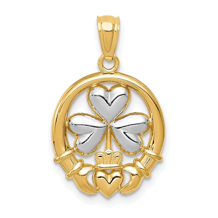 Lovely Rita's Pendants & Charms 14k Yellow Gold Claddagh Shamrock Pendant