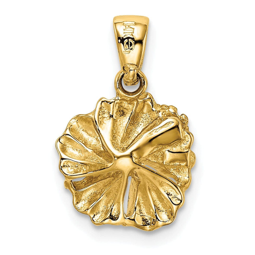 Lovely Rita's Pendants & Charms 14k Yellow Gold Closed Back Textured Solid Polished Finish Hibiscus Flower Charm