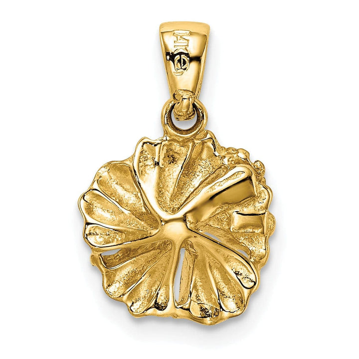 Lovely Rita's Pendants & Charms 14k Yellow Gold Closed Back Textured Solid Polished Finish Hibiscus Flower Charm