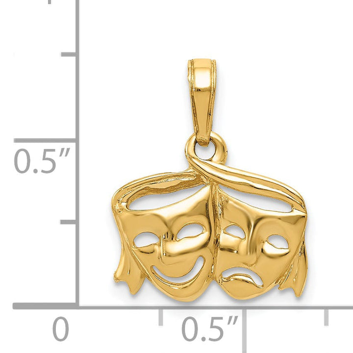 Lovely Rita's Pendants & Charms 14k Yellow Gold Comedy Tragedy Face Pendant