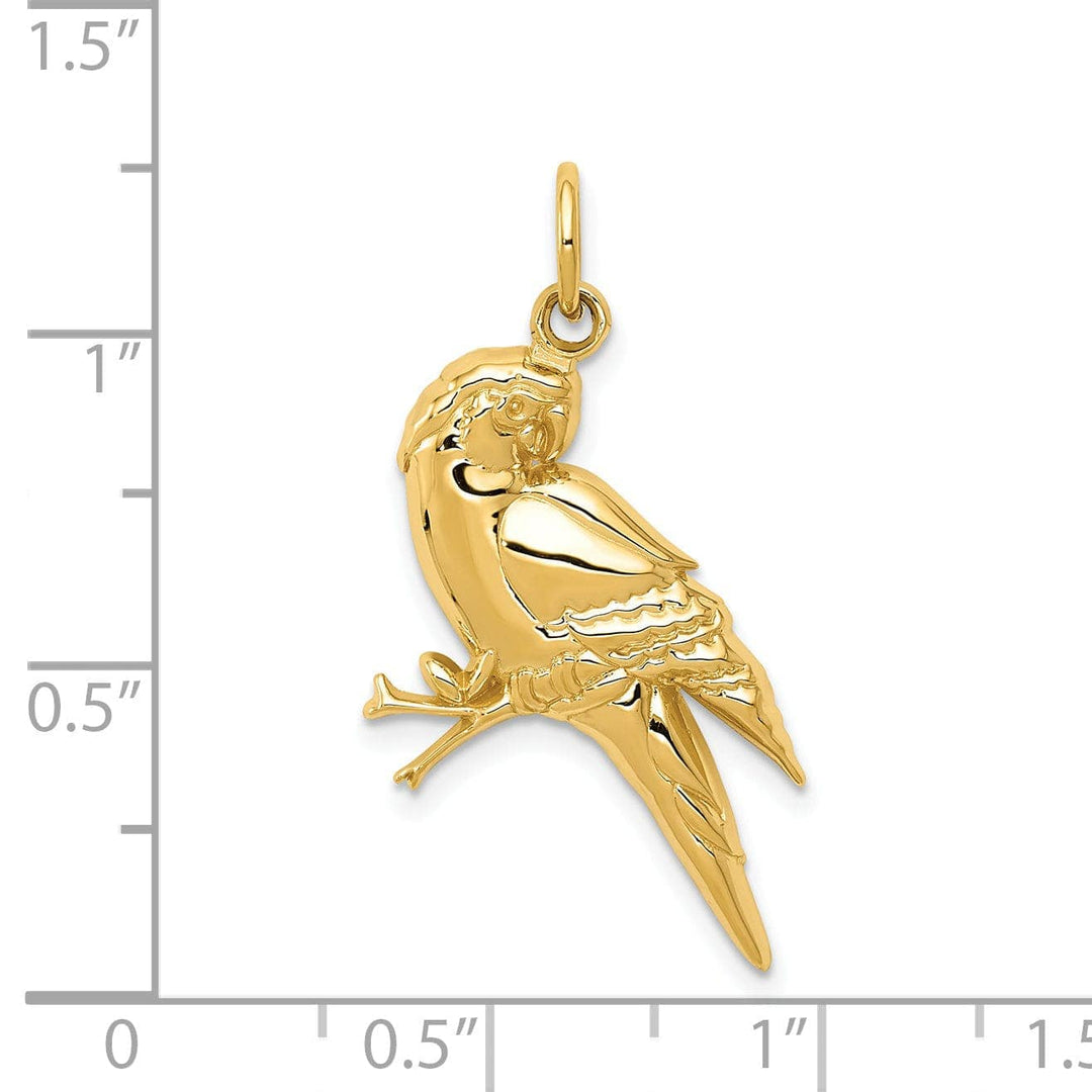 Lovely Rita's Pendants & Charms 14k Yellow Gold Concave Shape Parrot Bird Pendant