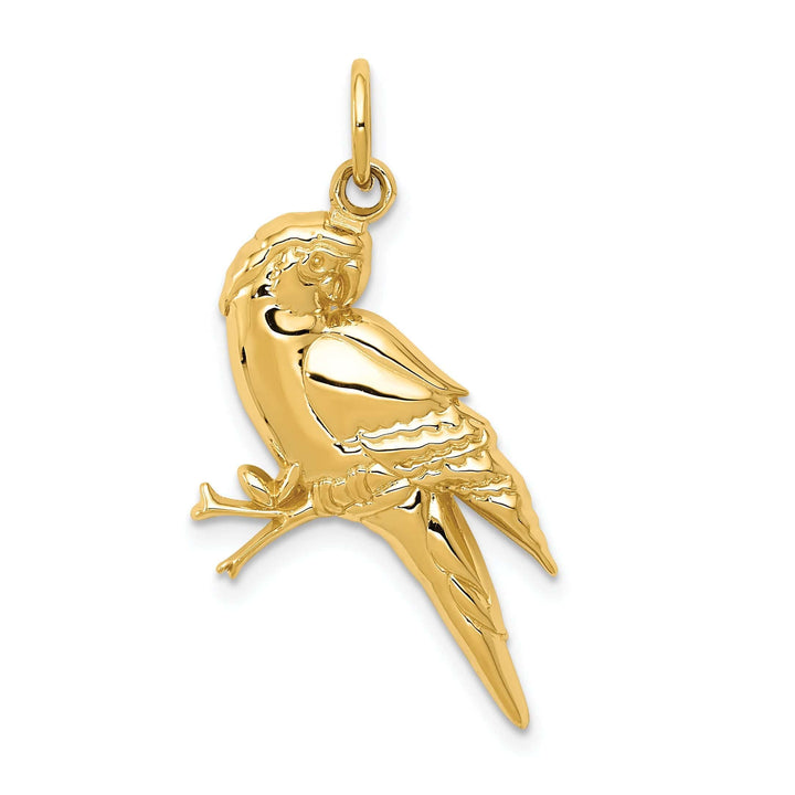 Lovely Rita's Pendants & Charms 14k Yellow Gold Concave Shape Parrot Bird Pendant