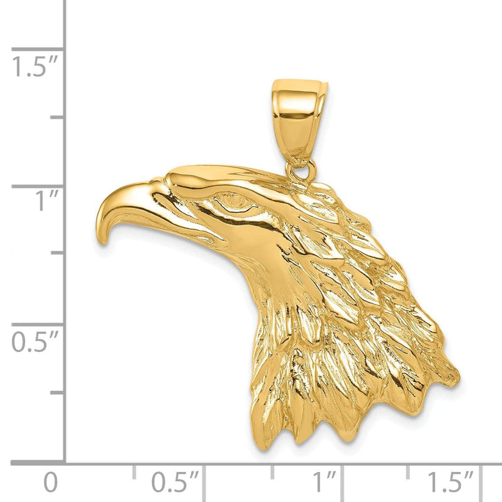 Lovely Rita's Pendants & Charms 14k Yellow Gold Concave Solid Polished Textured Finish Mens Eagle Head Charm Pendant
