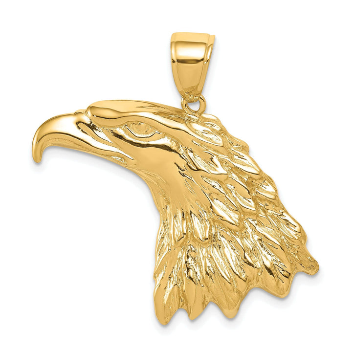 Lovely Rita's Pendants & Charms 14k Yellow Gold Concave Solid Polished Textured Finish Mens Eagle Head Charm Pendant
